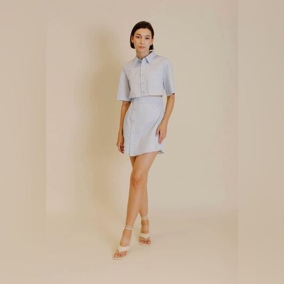 Aureum The Label Baby Blue Poplin Cut Out Dress Size XS - Picture 3 of 14